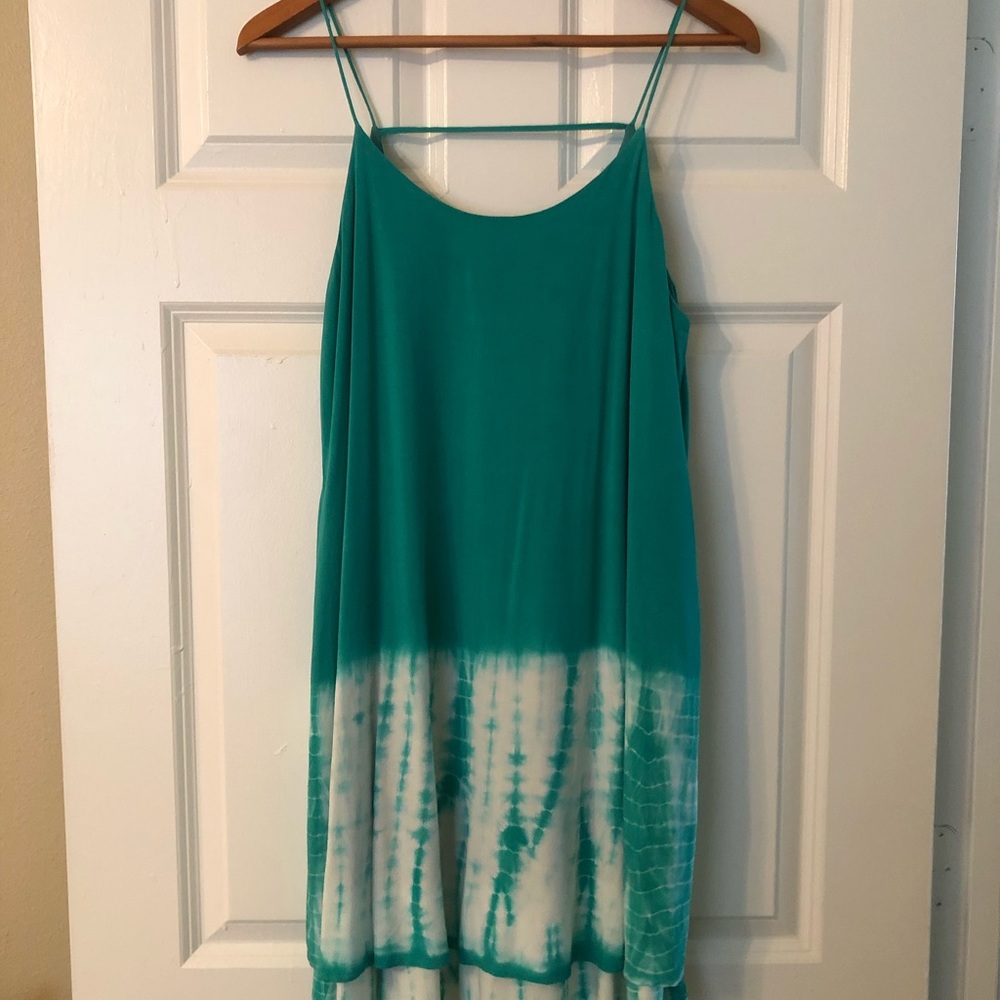 Green and white tie dye dress